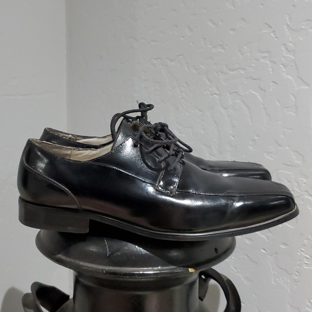 BLACK STACY ADAMS SHOES SIZE 11 DRESSY SQUARE TOE